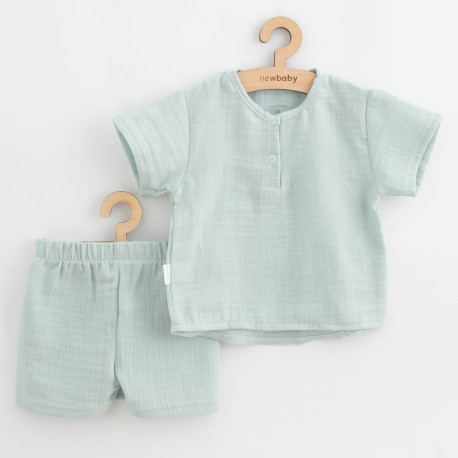 Kojenecká mušelínová soupravička New Baby Soft dress mátová, Dle obrázku, 56 (0-3m)