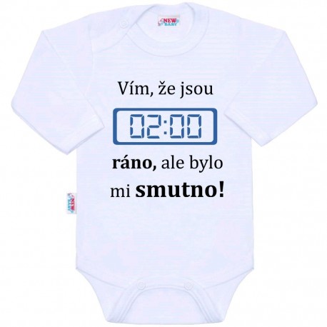 Body s potiskem New Baby 02:00 ráno, Bílá, 62 (3-6m)