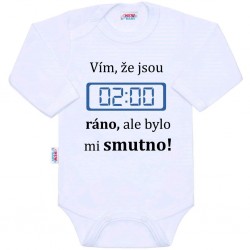 Body s potiskem New Baby 02:00 ráno, Bílá, 80 (9-12m)