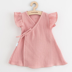 Letní kojenecké mušelínové šaty New Baby Soft dress růžová, Růžová, 56 (0-3m)