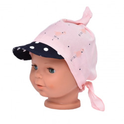 Dětský bavlněný šátek s kšiltem na zavazování, Baby Nellys Plameňák, růžový