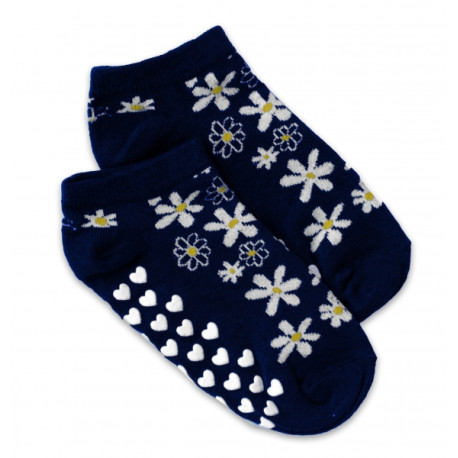 Dětské ponožky s ABS Květinky - tm. modré