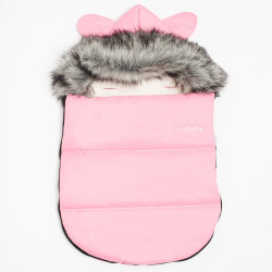 Luxusní zimní fusak s kapucí s oušky New Baby Alex Fleece pink, Růžová