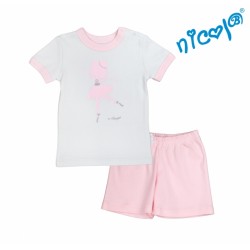 Dětské pyžamo krátké Nicol, Baletka - šedo/růžové