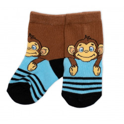 Dětské bavlněné ponožky Monkey - hnědé/modré