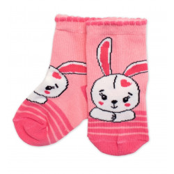 Dětské bavlněné ponožky Králiček - růžové