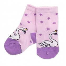 Dětské bavlněné ponožky Labuť - lila