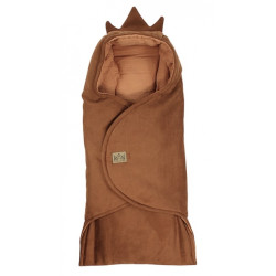 Zavinovací deka s kapucí Little Elite, 100 x 115 cm, Kralovská koruna - hnědá