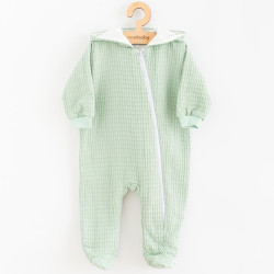 Kojenecký mušelínový overal s kapucí New Baby Comfort clothes šalvějová, Zelená, 56 (0-3m)