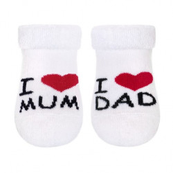 Kojenecké froté bavlněné ponožky I Love Mum &amp, Dad, bílé
