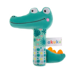 Dětská pískací plyšová hračka s chrastítkem Akuku Krokodýl, Zelená