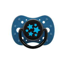Uklidňující silikonový dudlík 12m+ Akuku modré hvězdičky, Modrá, 1-3 roky