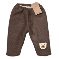 Oteplené pletené kalhoty Teddy Bear, Baby Nellys, dvouvrstvé, hnědé
