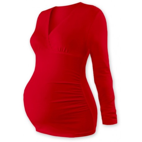 Těhotenské triko/tunika dlouhý rukáv EVA - červené