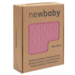 Bambusová pletená deka New Baby se vzorem 100x80 cm pink, Růžová