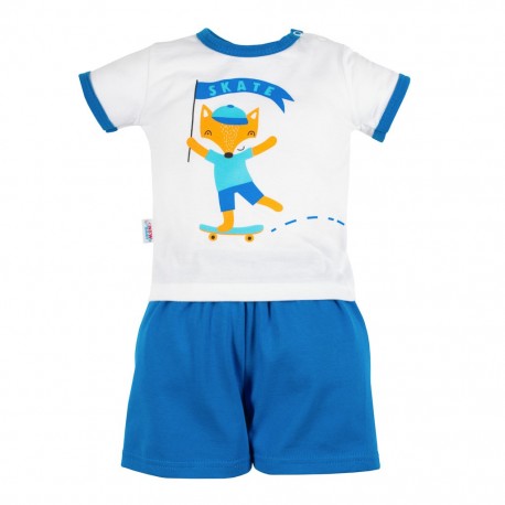 Kojenecká souprava tričko a kraťásky New Baby Liška, Modrá, 56 (0-3m)
